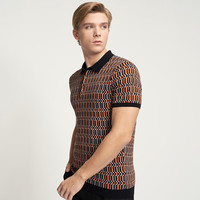 七匹狼短袖T恤男士polo夏季修身型纯棉男装通勤时尚男士上衣 608(桔黄) 3XL 185/100A