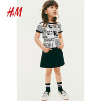 H&M【迪士尼米奇】童装女童夏季可爱圆领短袖T恤1235363 自然白 150 150/76 10-12Y