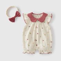 【5A抑菌花瓣翻领】24夏装婴儿连体衣宝宝满月服新生儿衣服