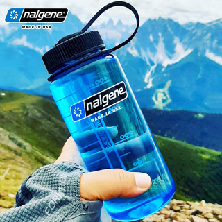 乐基因（Nalgene）美国塑料水杯户外运动男女夏季耐高温便携刻度杯子500ml 透明蓝色 500ml