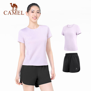 骆驼瑜伽套装女夏季款速干透气薄款修身休闲运动服两件套 M（女100-110斤，男100-120斤）
