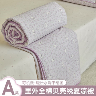 兰芮（Lanrui）A类空调被子 夏季100%纯棉夏凉被裸睡薄款棉花被可水洗 里外全棉-莫伊 150*200cm(单夏被） 新疆棉6斤