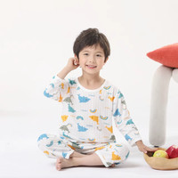 木木屋婴儿衣服七分袖儿童薄款空调睡衣纯棉男童女宝宝家居服
