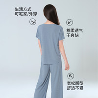 芬腾可安睡衣夏季冰丝柔软舒适亲肤简约休闲可居家可外穿家居服YR 灰蓝色 女 XL