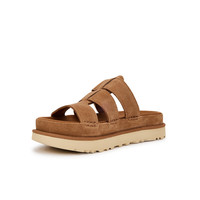 UGG夏季女士舒适时尚厚底露趾魔术贴休闲拖鞋1174090CHE|栗色 39