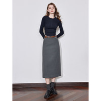 初语短款收腰t恤女2024秋冬科技保暖抗菌高弹肌底衣长袖上衣 藏青色 L