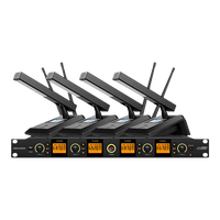 海康威视（HIKVISION）无线麦克风一拖二 主持会议培训演讲舞台演出U段可调频手持无线话筒户外家用鹅颈话筒领夹头戴耳麦 【KAM417-R】无线会议短杆麦克风-一拖四