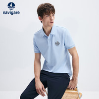 Navigare意大利小帆船男凉感弹力休闲简约短袖POLO衫1325525505 水蓝 M 冰水蓝