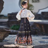 翊尚美马面裙女童儿童套装2025春夏中国风古装汉服女孩唐装演出礼服 上衣+绿色马面裙【典藏版】 130 【适合125-135CM】