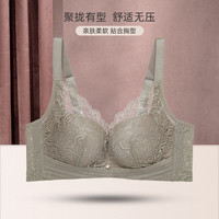 奥维丝丽内衣女舒适聚拢文胸性感蕾丝内衣调整收副乳胸罩女 咖色(无钢圈) 52210101 75D 34/75D