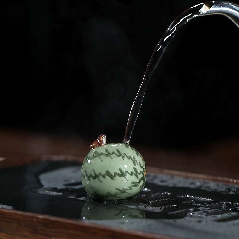 【畅陶】宜兴紫砂壶茶道配件茶玩可养茶宠摆件西瓜喷水青蛙单个价