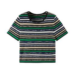 太平鸟 夏修身圆领线套衫女针织衫