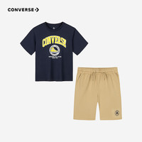 匡威(Converse)匡威童装男童套装2025夏季中大童休闲短t短裤两件套宽松上衣 藏青蓝 110 /56 【身高104-110cm】