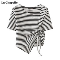  La Chapelle LC 不规则设计感 女士短袖T恤  白色 白条纹 黑条纹 M/160 L/165 XL/170