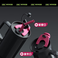 世大家巨无霸水杯女生2024大容量吸管塑料杯茶水分离高颜值杯子 酒渍玫瑰 600ml