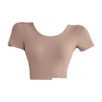 佑游瑜伽服女士带胸垫运动普拉提短袖上衣发带二件套J32030DY