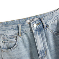 她池阔腿牛仔裤2025春装女港风水洗做旧宽松款高腰长裤 S