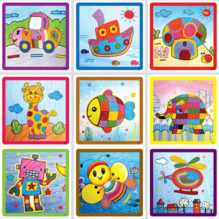 缔羽 diy儿童纸绳画彩色纸绳创意粘贴画卡通幼儿园手工材料包3款