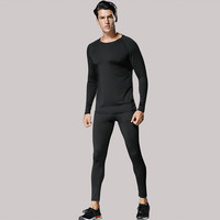 徽昂运动套装男跑步瑜伽服健身运动服速干透气t恤黑线长裤长袖两件