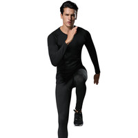 徽昂运动套装男跑步瑜伽服运动服速干透气t恤黑线长裤长袖两件XL XL 适合140-160斤