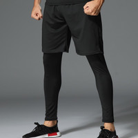 徽昂运动套装男跑步瑜伽服运动服速干透气t恤短袖短裤长裤三件XL XL /适合140-160斤