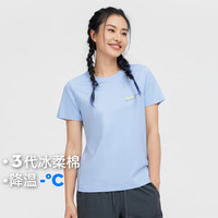 Pioneer Camp拓路者冰氧吧女士短袖夏季圆领印花半袖百搭户外休闲打底衫运动冰丝t恤 冰霜白 M