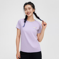 Pioneer Camp拓路者冰氧吧女士短袖夏季圆领印花半袖百搭户外休闲打底衫运动冰丝t恤 冰翡紫 M