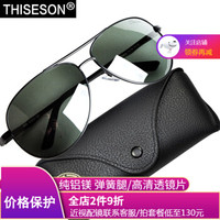 砾石 THISESON 太阳镜男款 纯铝镁蛤蟆眼镜 黑色款-黑绿清透片