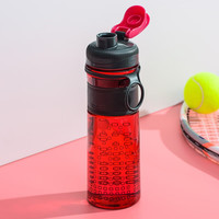 迪茵泰克大容量水杯乐柏美材质刻度直饮运动塑料水壶太空杯 红色 600ml