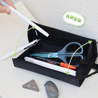 国誉 笔袋Campus大容量横开手提笔袋铅笔盒初中高中考研文具黑色1个WSG-PC322D