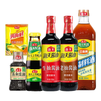 海天生抽500+老抽500+料酒800+蚝油260+0添加味极鲜100+蒸鱼豉油100ml 组合装6件套二