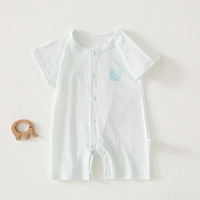 艾咪艾咪婴儿短袖连体衣纯棉a类夏季薄款新生儿衣服宝宝哈衣外出爬服睡衣 提花粉 59cm