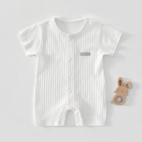 艾咪艾咪婴儿短袖连体衣纯棉a类夏季薄款新生儿衣服宝宝哈衣外出爬服睡衣 提花白 66cm