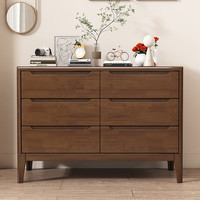 百裕达全实木斗柜客厅简约收纳柜家用五斗柜六斗卧室门口入户储物柜边柜 6斗柜原木色 长1.2米宽40cm高78