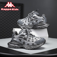 KAPPA KIDS卡帕儿童运动鞋男女童鞋子2025春季跑步鞋潮流低帮超轻老爹鞋 黑银 29码