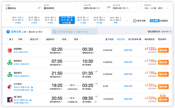 五一机票跳水!青岛/武汉/北京700+!大阪/济州岛700+!泰兰德1.1k起!