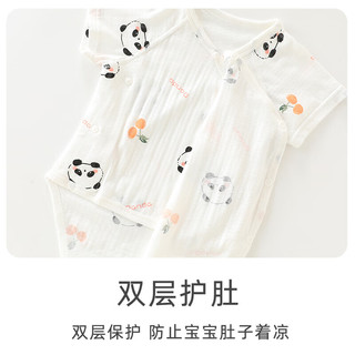 贝乐咿婴儿夏季衣服包屁衣无骨短袖夏装新生儿纯棉哈衣宝宝三角护肚睡衣 苹果熊-5268+草坪鹿5269 59cm