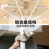 莫 家室外伞户外遮阳伞庭院太阳伞室外遮阳伞太阳能灯伞罗马伞方形大伞 别墅金【单杆】配水箱 3米