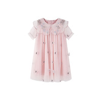 BoBDoG巴布豆卡乐童装女童连衣裙短袖儿童2025夏裙子网纱公主风甜美仙女蝴蝶裙 粉色 140