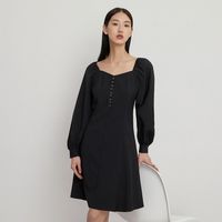 MECITY女装春季简约时尚优雅舒适休闲可爱梭织连衣裙女