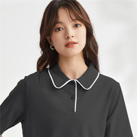 佐丹奴polo衫女针织新疆棉双面布撞色娃娃领减龄短袖上衣05313384