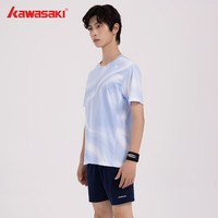川崎Kawasaki/川崎专业羽毛球服2024款运动短袖T恤吸汗透气男女情侣款 男款圆领短袖T恤 B1966