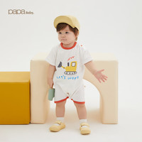 papa爬爬夏婴儿连体衣趣味卡通图案短袖爬服舒适可爱外出哈衣连体衣 蓝色 66cm