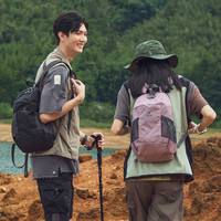 户外登山包女休闲防水小背包运动双肩包轻便儿童旅行包徒步书包男 藕粉（多口袋小款）
