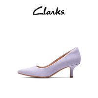 Clarks其乐女鞋紫罗兰系列春秋季时尚气质高跟尖头鞋法式单鞋女 银色 261718594 35.5