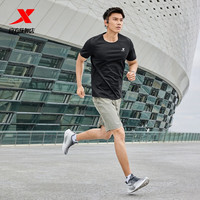 特步（XTEP）运动t恤衫短袖男夏季跑步速干上衣轻薄舒适服休闲短T 正黑色-男 L