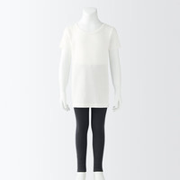 無印良品 MUJI(無印良品 ) 大童 罗纹编织 圆领短袖T恤 打底衫 童装儿童内搭 FF0OLC4A 米白色 150/76A