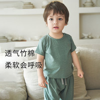 NestDesigns春夏竹纤维男女童防蚊裤宝宝哈伦裤子儿童长裤短袖T恤 拂晓蓝(防蚊裤)