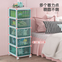 Jeko儿童玩具收纳柜 儿童书架储物柜子 婴儿简易衣柜五斗柜 宝宝零食柜 塑料抽屉式收纳箱整理柜 【3层茶色抽屉】免组装可移动