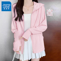 真维斯（JEANSWEST）冰感防晒衣女款夏季薄款2025透气遮阳百搭防晒服开衫外套长袖 粉色 纯色 L